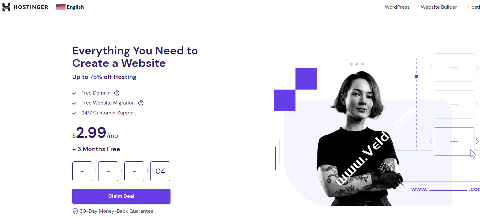 Hostinger：WordPress主机促销，最高可享75%优惠，免费赠送三个月时长，月付低至$2.99起缩略图